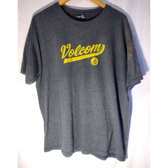 Volcom Logo Men's Short Sleeve T-Shirt Blue With Yellow Graphic XL - Picture 1 of 7
